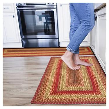 Imagem de Homespice Cider Barn Tapete trançado vermelho cranberry, juta, retângulo de 56 x 182 cm - decoração primitiva de campo perfeita para cozinha, banheiro, qualquer lugar