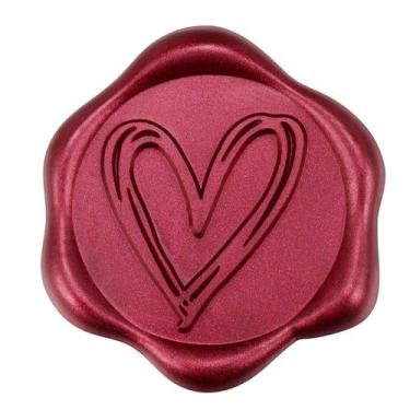 Imagem de Adesivo Yoption Heart Wax Seal, pacote com 50, cor de vinho, 3 cm