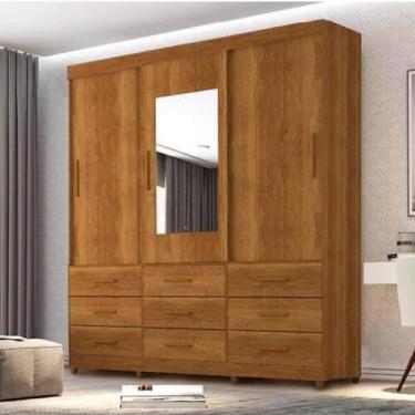 Imagem de Roupeiro New Star Cinamomo Off 3 Portas 9 Gavetas C/ 1 Espelho Larg. 1