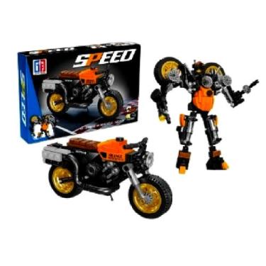 Imagem de Blocos De Montar Moto Transformer 2 Em 1 - NoBrand, Laranja