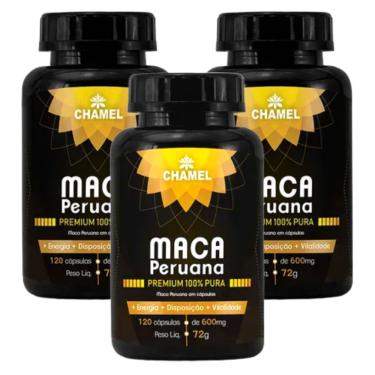 Imagem de Maca Peruana Premium 100% Pura  3  Frascos com 120 cápsulas     Chamel