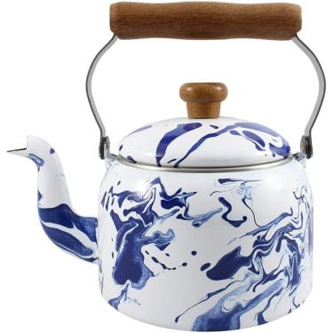 Imagem de Chaleira Tradicional 16 Esmaltada Marmorizada Azul  - 1800 ml - Ewel