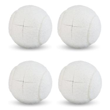 Imagem de 4 bolas de tênis pré-cortadas para andadores – Bolas deslizantes resistentes com almofadas de feltro para andadores e pernas de móveis, proteção de chão, decoração de festa com tema de tênis (branca)