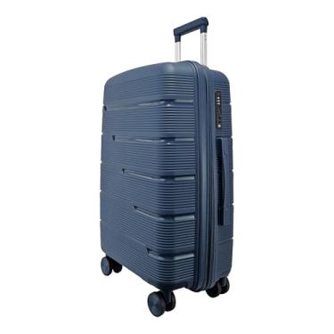 Imagem de Mala de Viagem Média 23kg, Polipropileno Rígido, 4 Rodas Duplas 360º, Trava TSA, Divisória Interna (Azul Marinho P2M)