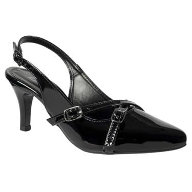 Imagem de Sapato Scarpin Feminino Mule Bico Fino Detalhe Fivela (Preto, BR, Adulto, Numérico, 38)
