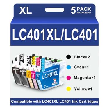 Imagem de Cartuchos de tinta LC401XL para impressora Brother LC401XL LC401 LC 401 MFC-J1010DW Cartuchos de tinta compatíveis com impressora Brother MFC-J1010DW MFC-J1170DW MFC-J1012DW, pacote com 5