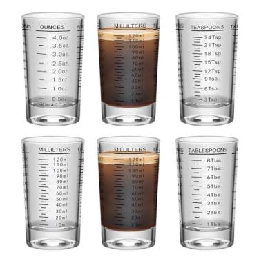 Imagem de Copo medidor de copo de dose de 6 peças, jigger de base pesada de 113 g, copos de café expresso, copo líquido, copos redondos de shot, copos pequenos para vodca, uísque, tequila, expresso, licor (6