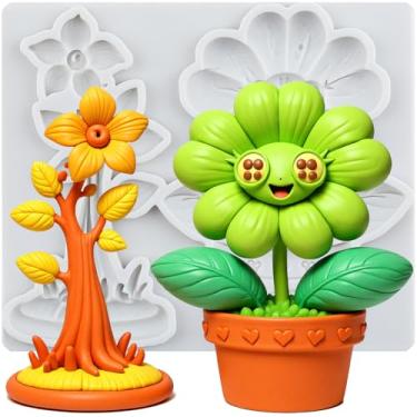 Imagem de MYPRACS Moldes de silicone para fondant de girassol para decoração de bolos de açúcar, topo de cupcake, pasta de goma de chocolate, argila de polímero