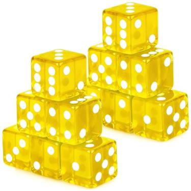 Imagem de Adecortalk 12 Pcs 19 mm Casino Dice Acrylic Yellow Translucent D6 Dice 6 Sided with Square w/Rounded Edge for Casino Craps Table Game Night Board Games Teaching Math Supplies