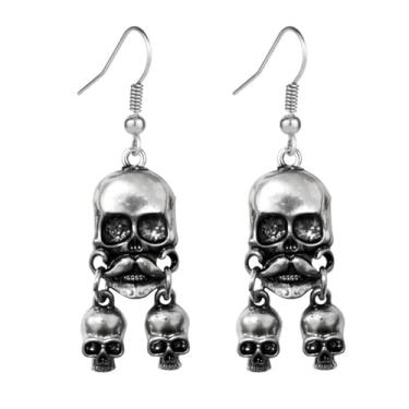 Imagem de Brincos pendentes de caveira de sereia e ossos de esqueleto humano vintage banhados a 30 sifões TTPAIAI para mulheres joias masculinas...