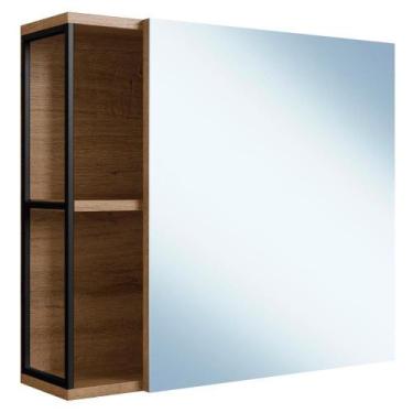 Imagem de Armario Para Banheiro 60 Cm Com Espelho Preto Mell P1015 Pp Preto Mell