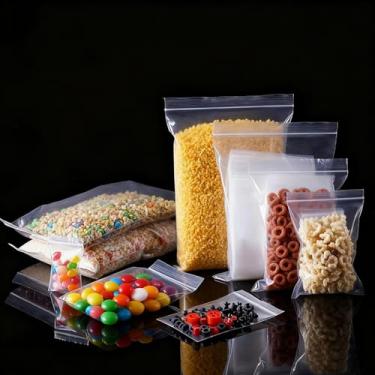 Imagem de Sacos plásticos transparentes PE resseláveis, pacote com 100 sacos plásticos transparentes para comprimidos, contas, parafusos, embalagens, itens pequenos, viagens, suprimentos de artesanato (12 x 16