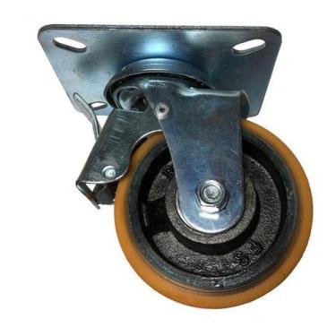 Imagem de Kit 2 Rodizio Ferro Pu 4pol. Girat. Placa Freio 200kg P/roda - ABCMAIO