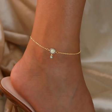 Imagem de Tornozeleiras femininas banhadas a ouro 14K - Pingente de dois corações com olhos turcos em camadas, corrente de pingente não mancha, presente de aniversário de zircão cúbico personalizado, joias