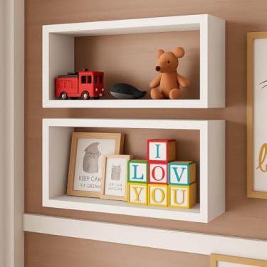 Imagem de Conjunto de 2 Cubos Decorativos de Parede MDF Branco 35x90x15cm Fixação Resistente Multiuso para Organização e Decoração sinanue