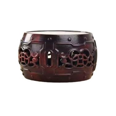 Imagem de suporte para bonsai Base de exposição em miniatura estilo chinês, pedestal decorativo com entalhe vazado(Grande)