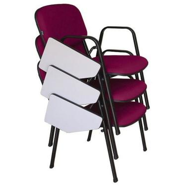 Imagem de 03 Cadeiras Escolar Universitária Linha Hotel Auditório Rosa