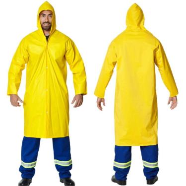 Imagem de Capa de Chuva Convencional Impermeável PVC Forrado Com Capuz CA 28449 EPI Brascamp