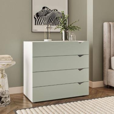 Imagem de Cômoda 4 Gavetas Porto Branco Verde Politorno Móveis