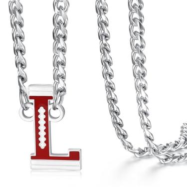 Imagem de NUKAYAI Colar de futebol masculino, pingente de letra A a Z, corrente de futebol de aço inoxidável, 50,8 cm, presentes personalizados para fãs de jogadores e amantes de times, 20", Aço inoxidável, Sem