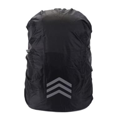 Imagem de Chiffonade Mochila à prova d'água capa de chuva com alça refletiva leve tecido Oxford protetor de mochila para ciclismo, caminhada, montanhismo (alça GG, preta)