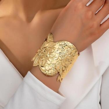 Imagem de Bracet dourado grosso de ouro para mulheres modernas