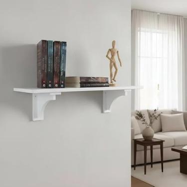 Imagem de Prateleira Decorativa Suporte para Livros com Cantoneira Mão Francesa Branco Laca