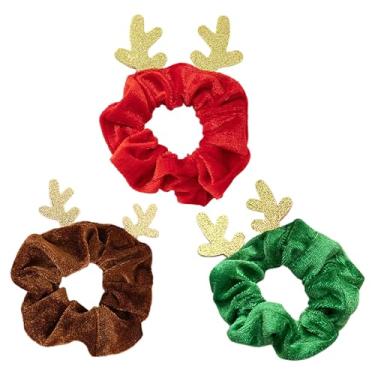 Imagem de Totelux Laço de cabelo de chifre de veado de Natal elásticos elásticos elásticos para rabo de cavalo orelhas de rena com glitter cordas de cabelo para mulheres meninas acessórios de cabelo de Natal