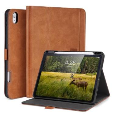 Imagem de AsileCuir Capa para iPad Air de 11 polegadas M3 2025/ M2 2024, iPad Air 5ª/4ª geração com bolso para lápis, couro vegano, suporte para vários ângulos, fecho magnético, hibernar/despertar automático