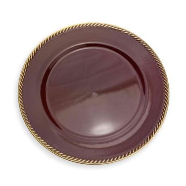 Imagem de Sousplat de Plástico Vermelho Com Detalhe Em Dourado 33 F04 cm - D'Ros