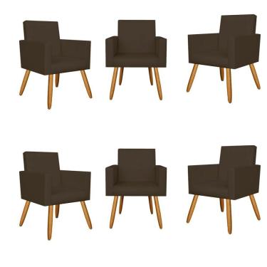 Imagem de Kit 06 Poltronas Nina Para Courino ? courino Marrom