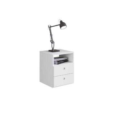 Imagem de Mesa De Cabeceira Com 2 Gavetas E 1 Prateleira Tókio Branco