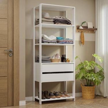 Imagem de Guarda-roupa Closet Modulado 2 Gavetas 4 Prateleiras 70cm Valencia Madesa Branco