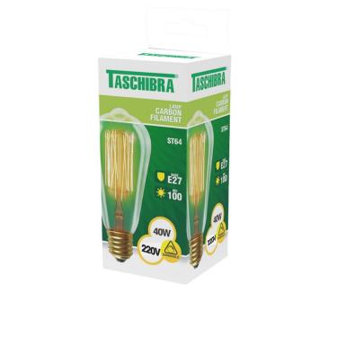 Imagem de Lâmpada Filamento Carbono Taschibra St64 Retro E27 âmbar 220v