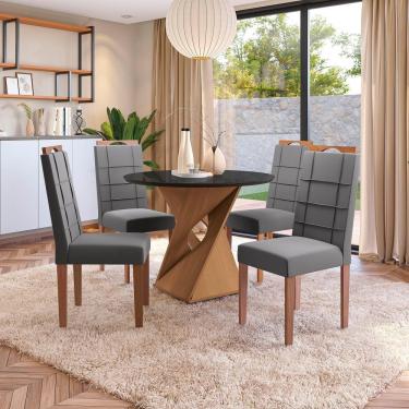 Imagem de Conjunto Sala De Jantar Luna Kappesberg 4 Cadeiras Veludo Titanio