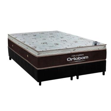 Imagem de Cama Box Queen: Colchão Molas Masterpocket Ensacadas Ortobom Sleep King + Base Crc Suede Black (158x198)