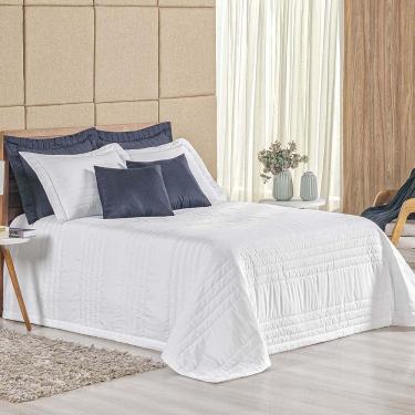 Imagem de Kit Cobre Leito Colcha Dobby King 3 Peças Matelado 180 Fios - Branco