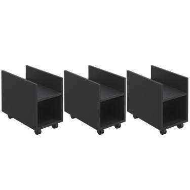 Imagem de Kit 3 Suportes Para Cpu E Nobreak Com Rodízios Guide Preto
