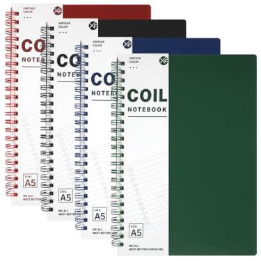 Imagem de Pacote com 4 cadernos em espiral, 120 páginas, cadernos pautados universitários, pequenos, 14,5 x 21 cm, papel grosso, plástico, capa dura, agenda, agenda, para mulheres, homens, trabalho, escola