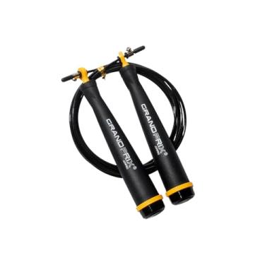 Imagem de Mini corda de pular Grand Prix Ultra Speed para profissionais (S-707, amarelo) – Corda de velocidade de fio de aço profissional para boxe, CrossFit e HIIT – Corda de pular ajustável com rolamentos de