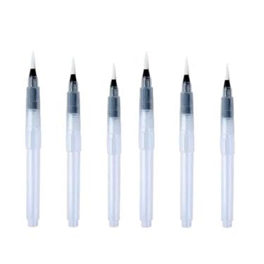 Imagem de Conjunto de 6 canetas de aquarela recarregáveis, 3 tamanhos, pontas de pincel para misturar cores, criar tons, conjunto de aquarela, crianças, adultos, artistas, profissionais, conjuntos de pincéis