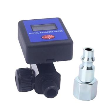 Imagem de harayaa Regulador de pressão de ar para pulverizador de tinta, display digital LCD, preciso, fácil instalação, ferramenta adaptadora, 0 a 145 PSI, rosca de