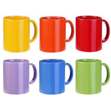 Imagem de SZNIUSHAO Conjunto de canecas de cerâmica multicoloridas de 170 a 382 g / 400 ml - canecas de café-cappuccino-xícaras de chá - xícaras de chocolate quente (cor quente, grande)
