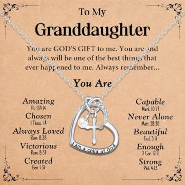 Imagem de GULICX Presentes para neta da vovó, colar de cruz para crianças, adolescentes, meninas, cesta de Páscoa cristã, confirmação de batismo, Dia dos Namorados, Natal, presentes de aniversário