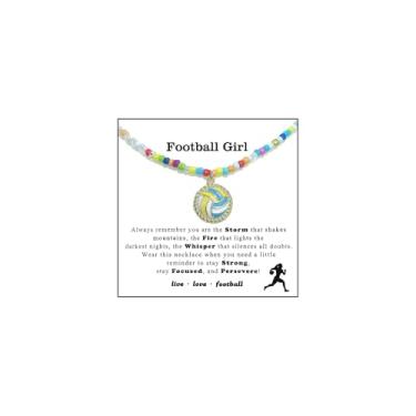 Imagem de IQIC Colar feminino de softball, futebol, vôlei, futebol, basquete, colar com contas delicadas, acessórios de joias esportivas, presentes de Natal, adjustable, Cobre, Sem Pedra Preciosa