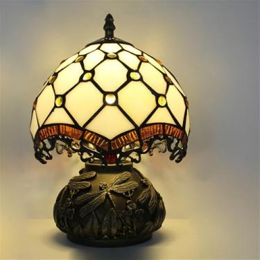 Imagem de Luminária de mesa retrô americana de luxo e criativa para sala de estar, quarto, cabeceira, escritório, casa de campo ou hotel, com vitral (Estilo 31)