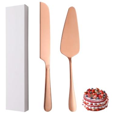 Imagem de XIAOYU Conjunto de 2 peças de faca e servidor de bolo de casamento, conjunto de corte de bolo de aço inoxidável, conjunto de servir torta de bolo para casamento, aniversário, festas e aniversário,