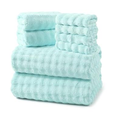 Imagem de REDKISS Conjuntos de toalhas de banho macias de 8 peças, microfibra de secagem rápida e absorvente, lençol de banho grande de 89 x 178 cm, toalha de mão de 35 x 76 cm, toalha de banho de 30 x 30 cm