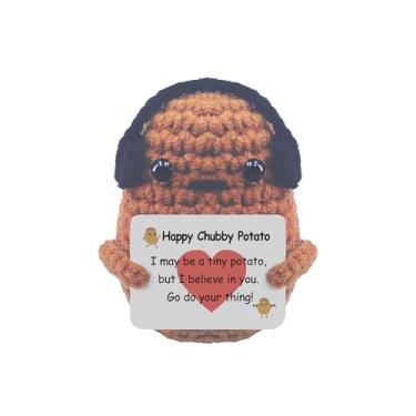 Imagem de Adorável batata cravejada à mão – Acompanhante de apoio emocional positivo de 7,5 cm com cartão motivacional, decoração de mesa divertida para escritório/casa, presente para amigos/colegas