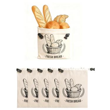 Imagem de CHADWICK Sacos de pão de cera de abelha – Linho orgânico reutilizável com padrão de designer – Preservação de frescor para fermento, pão caseiro – Saco de armazenamento de alimentos adequado para
